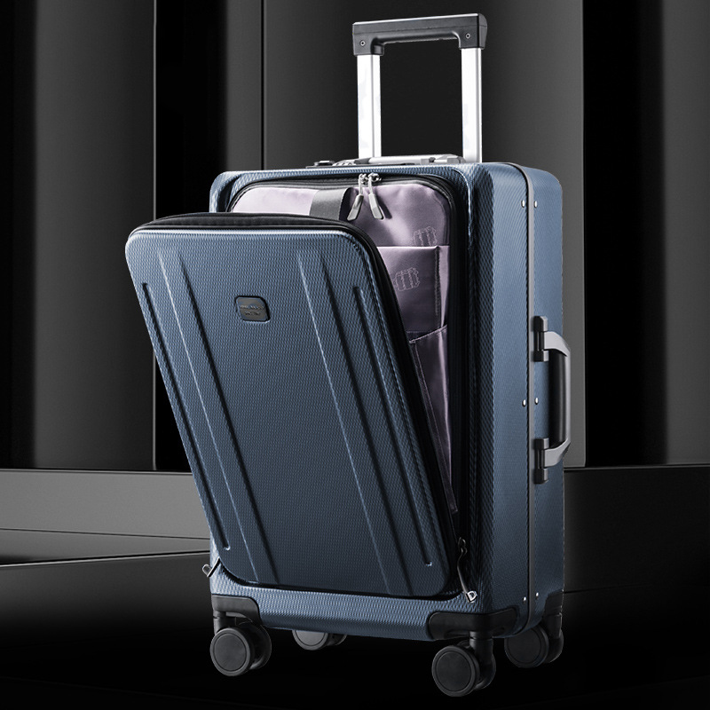 24 inch front opening trolley case multifunctional suitcase 78