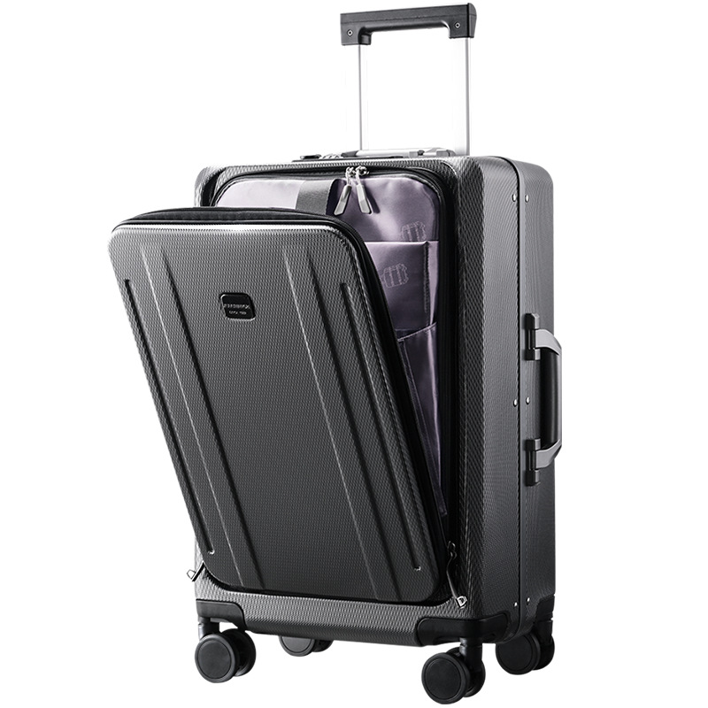 24 inch front opening trolley case multifunctional suitcase 78