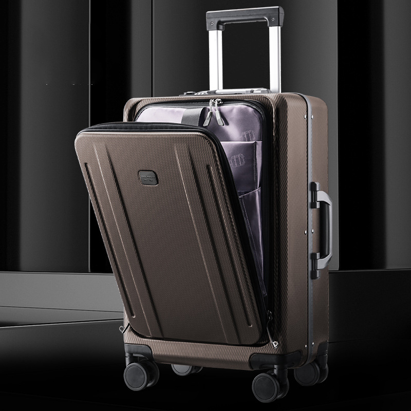 24 inch front opening trolley case multifunctional suitcase 78