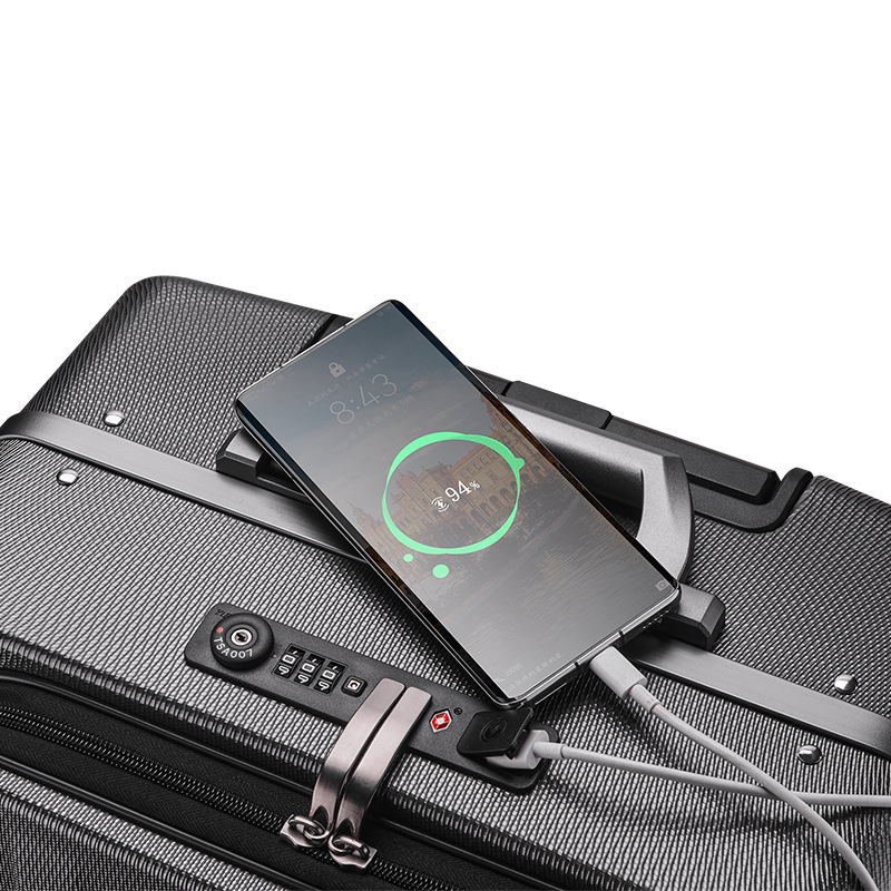 24 inch front opening trolley case multifunctional suitcase 78