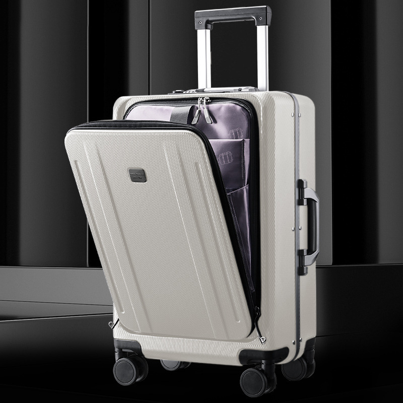 24 inch front opening trolley case multifunctional suitcase 78