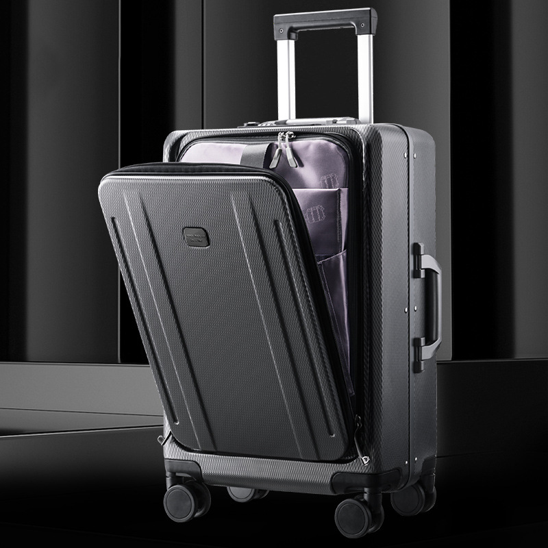 24 inch front opening trolley case multifunctional suitcase 78