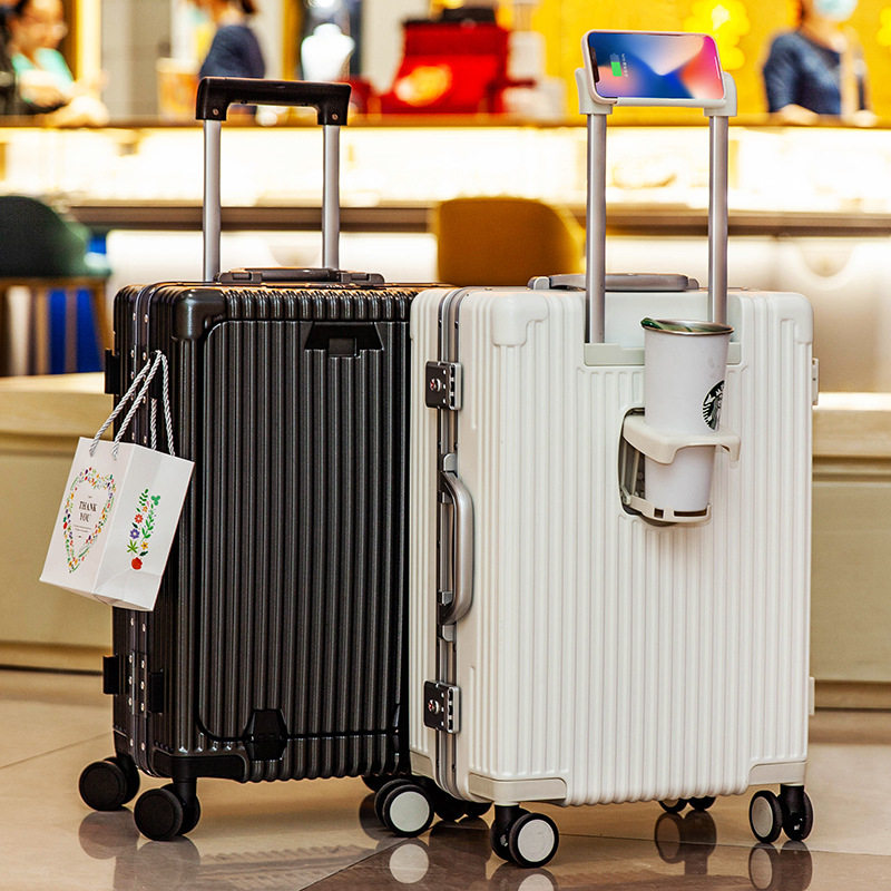 24 inch suitcase trolley case multifunctional front opening luggage 17