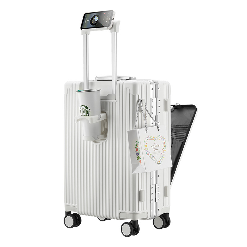 Multifunctional luggage aluminum frame password trolley case 10