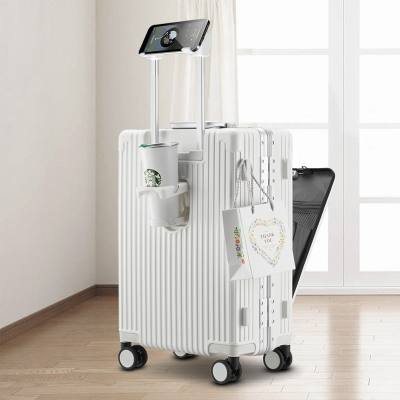 Multifunctional luggage aluminum frame password trolley case 10