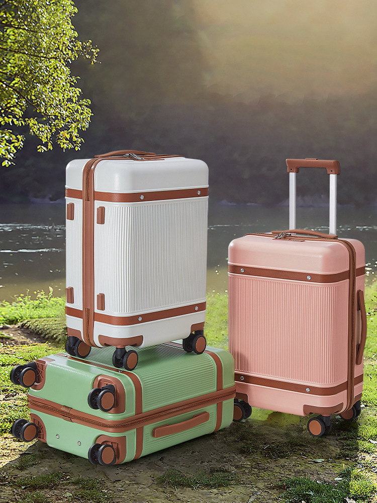 Student suitcase male 20 inch retro zipper trolley case universal wheel 39