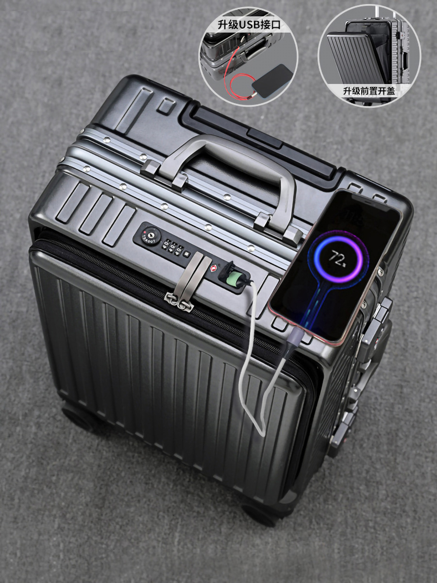 Trolley case password box multifunctional aluminum frame suitcase 05